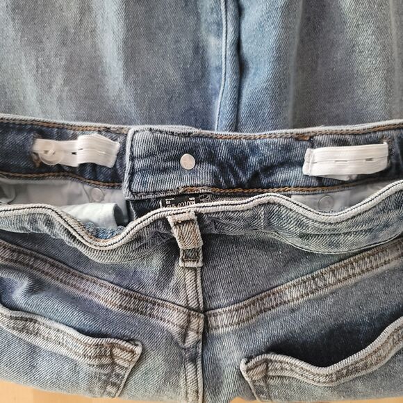 Forever 21 KIDS Girls SZ 9/10 Flared Denim Jeans Blue Adjustable Waist Preppy - Picture 12 of 15